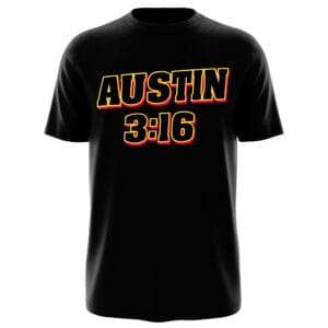 Front of red Austin 3:16 smoking skull wrestling tee