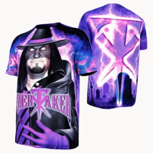 Channel classic WWF-era Deadman style with this mid-90s tribute Undertaker shirt, featuring stormy purple artwork and vintage wrestling vibes.