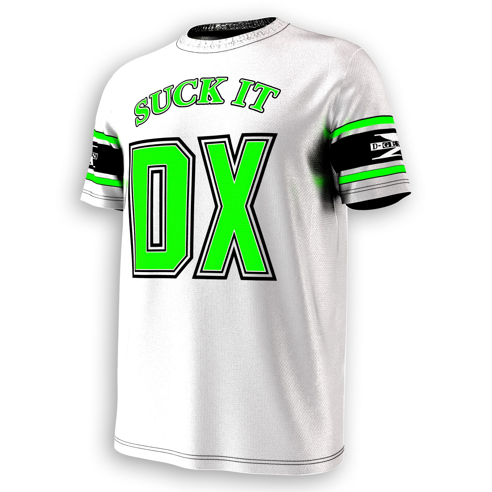 Shop a throwback DX White Jersey made for fans of D-Generation X, RAW is WAR, Triple H, Shawn Michaels, Road Dogg, Billy Gunn, and X-Pac.