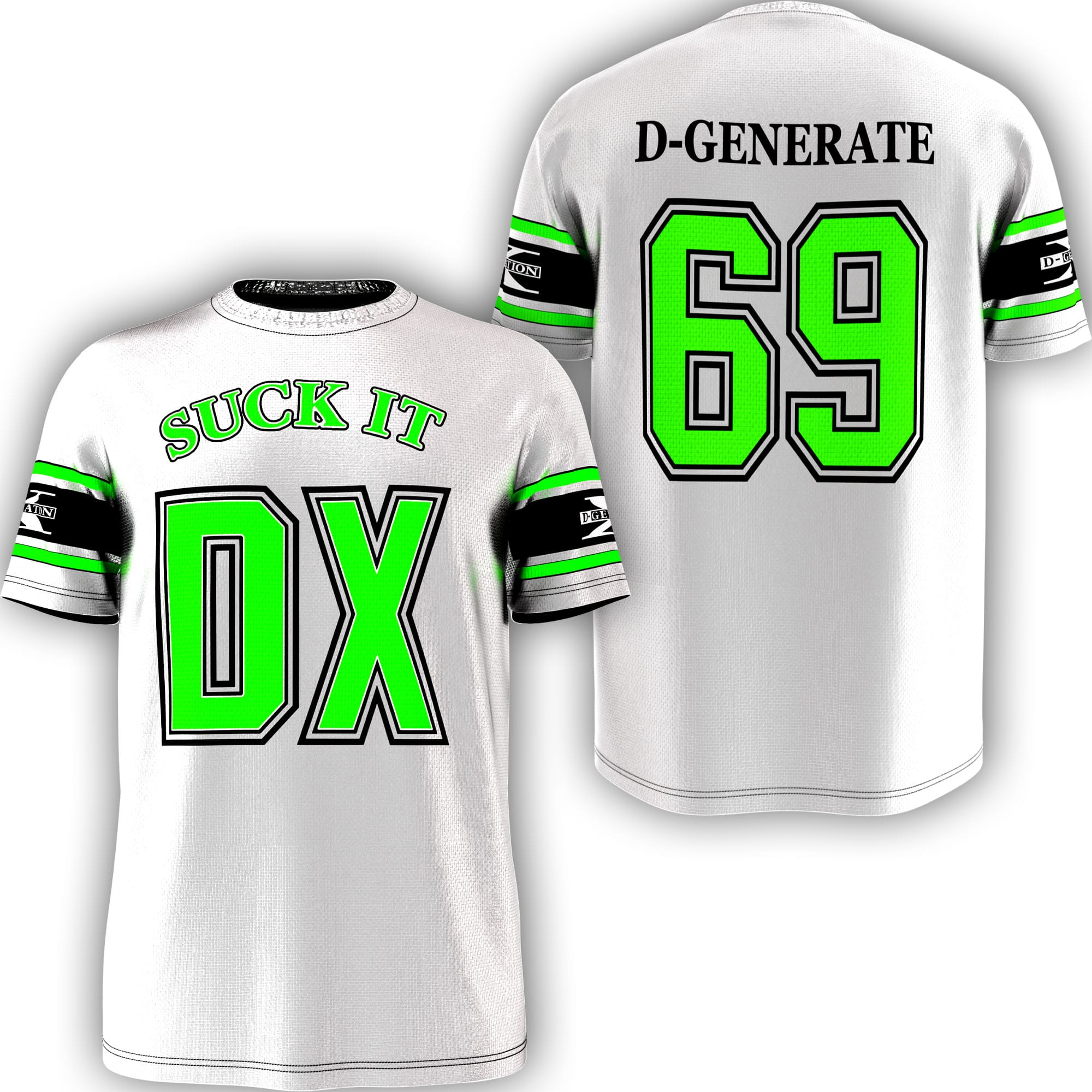 Shop the D-Generation X White Jersey, a retro wrestling tribute with DX attitude, WWE-era nostalgia, RAW is WAR energy, and classic faction style.