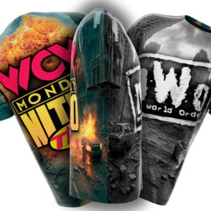 Full-print WCW versus nWo throwback wrestling tee