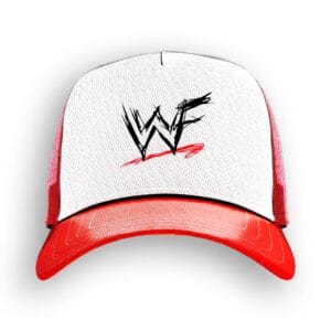 Add Attitude Era nostalgia to your collection with this WWF Scratch Logo trucker cap, featuring red and white styling for WWE and WWF wrestling fans.
