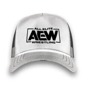 Shop the white AEW Wrestling Hat — adjustable unisex fanwear for All Elite Wrestling fans, live events, watch parties, conventions, and everyday wear.
